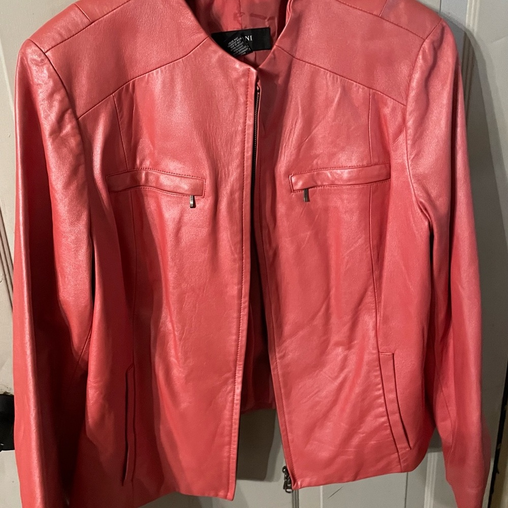 Alfani Coral Pink Women's leather Jacket